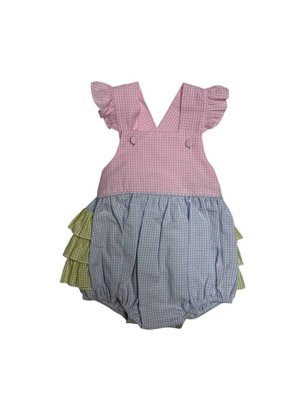 NEW ZUCCINI KIDS girl's color-block vera bubble romper in multi